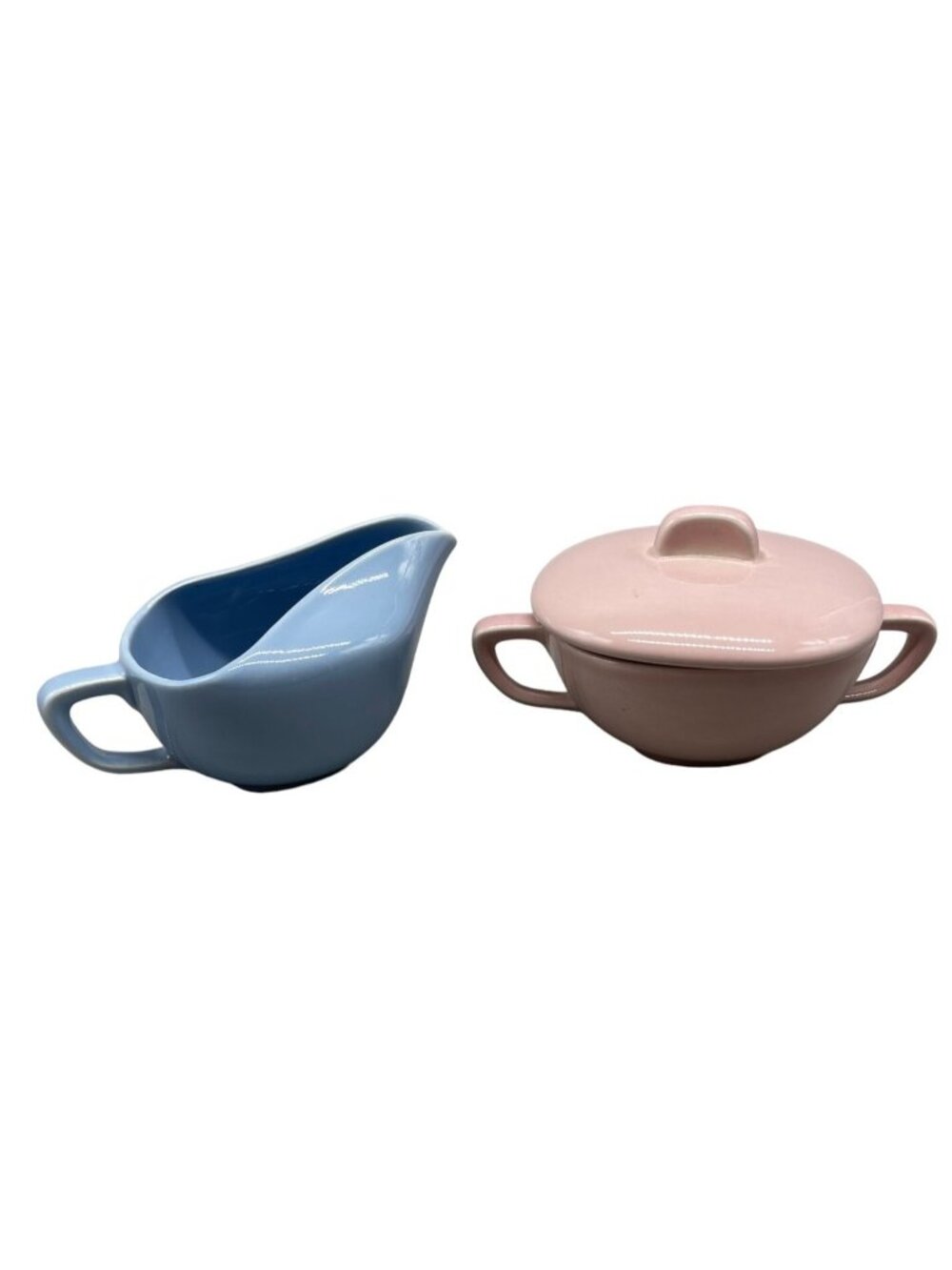 Conversation Taylor Smith creamer sugar bowl lid pink blue Conversation READ